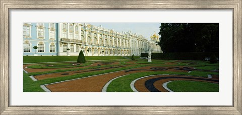 Framed Formal garden in front of the palace, Catherine Palace, Tsarskoye Selo, St. Petersburg, Russia Print