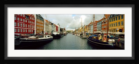 Framed Boats in a canal, Nyhavn, Copenhagen, Denmark Print
