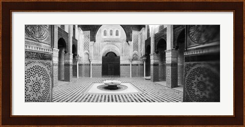 Framed Interiors of a medersa, Medersa Bou Inania, Fez, Morocco (black and white) Print