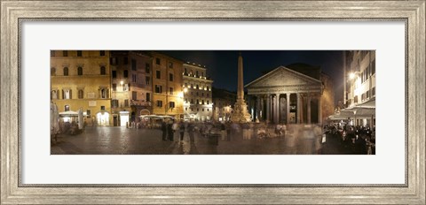 Framed Town square with buildings lit up at night, Pantheon Rome, Piazza Della Rotonda, Rome, Lazio, Italy Print