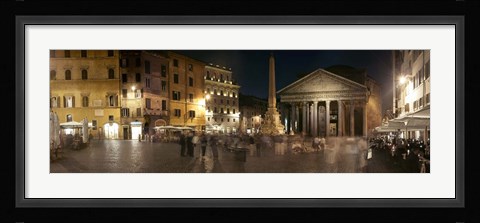 Framed Town square with buildings lit up at night, Pantheon Rome, Piazza Della Rotonda, Rome, Lazio, Italy Print