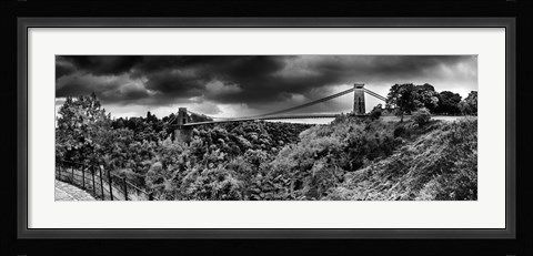 Framed Dark clouds over a suspension bridge, Clifton Suspension Bridge, Bristol, England Print