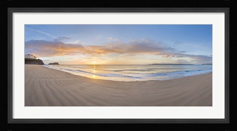 Framed Sunrise over the sea, Tenby, Pembrokeshire, Wales Print