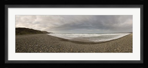 Framed Waves on the beach, Newgale Beach, St. Brides Bay, Pembrokeshire, Wales Print