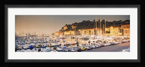 Framed Port of Nice lined by old houses and filled with new yachts, Nice, Alpes-Maritimes, Provence-Alpes-Cote d'Azur, France Print