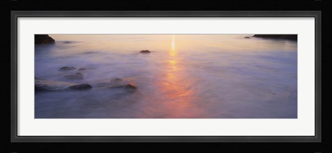 Framed Ocean at sunset Print