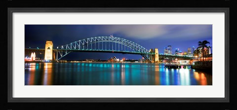 Framed Sydney Harbour Bridge with the Sydney Opera House in the background, Sydney Harbor, Sydney, New South Wales, Australia Print