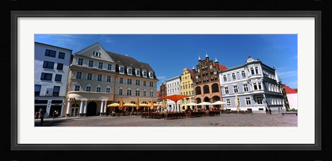 Framed Tourists at a sidewalk cafe, Stralsund, Mecklenburg-Vorpommern, Germany Print