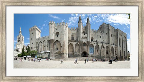 Framed People in front of a palace, Palais des Papes, Avignon, Vaucluse, Provence-Alpes-Cote d&#39;Azur, France Print