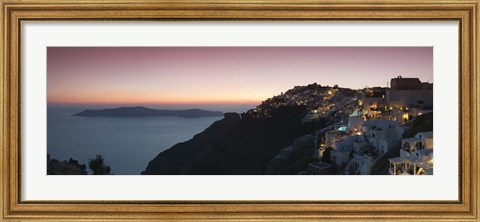 Framed Village on a cliff, Firostefani, Santorini, Cyclades Islands, Greece Print