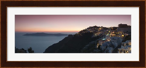 Framed Village on a cliff, Firostefani, Santorini, Cyclades Islands, Greece Print