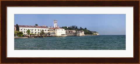 Framed Castle at the lakeside, Scaliger Castle, Lake Garda, Sirmione, Lombardy, Italy Print
