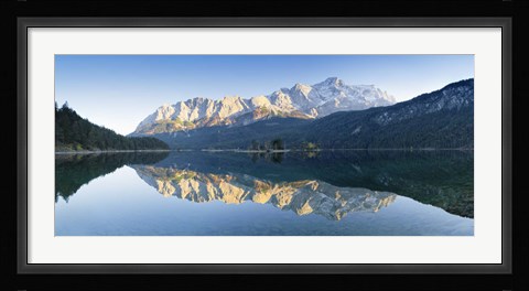 Framed Wetterstein Mountains and Zugspitze Mountain reflecting in Lake Eibsee, Bavaria, Germany Print