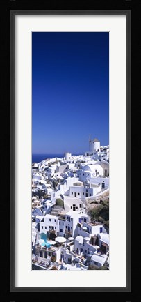 Framed Aerial view of houses in a town, Oia, Santorini, Cyclades Islands, Greece Print