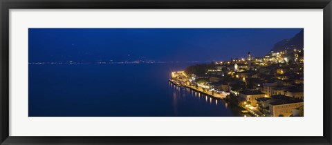 Framed Town at the waterfront, Limone Sul Garda, Lake Garda, Lombardy, Italy Print