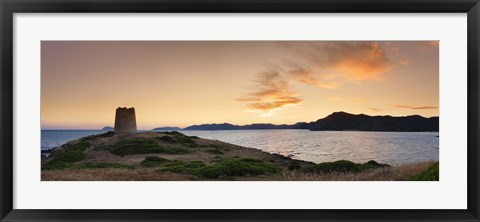 Framed Tower at the seaside, Saracen Tower, Costa del Sud, Sulcis, Sardinia, Italy Print
