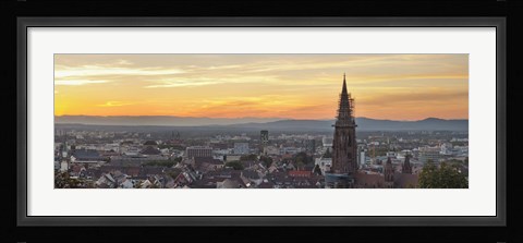Framed Tower of a cathedral, Freiburg Munster, Baden-Wurttemberg, Germany Print