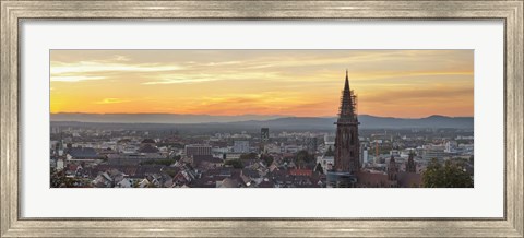 Framed Tower of a cathedral, Freiburg Munster, Baden-Wurttemberg, Germany Print