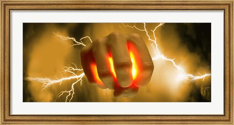 Framed Lightning coming out of hand Print
