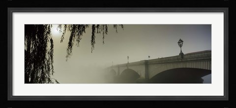 Framed Putney Bridge during fog, Thames River, London, England Print