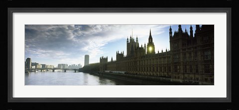 Framed Houses of Parliament at the waterfront, Thames River, London, England Print
