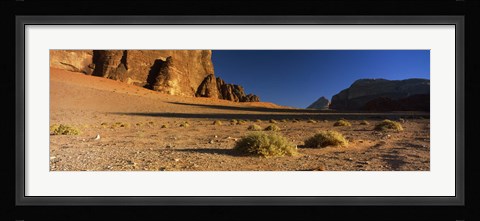 Framed Rock formations in a desert, Wadi Um Ishrin, Wadi Rum, Jordan Print