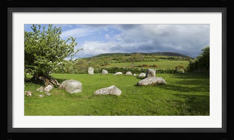 Framed Piper's Stone, Bronze Age Stone Circle (1400-800 BC) of 14 Granite Boulders, Near Hollywood, County Wicklow, Ireland Print