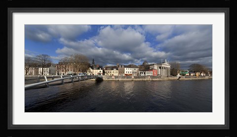 Framed Millenium Foot Bridge Over the River Lee,St Annes Church Behind, And St Mary's Church (right),Cork City, Ireland Print