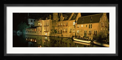 Framed Houses at the waterfront, Bruges, Flanders, Belgium Print