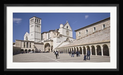 Framed Tourists at a church, Basilica of San Francesco D'Assisi, Assisi, Perugia Province, Umbria, Italy Print