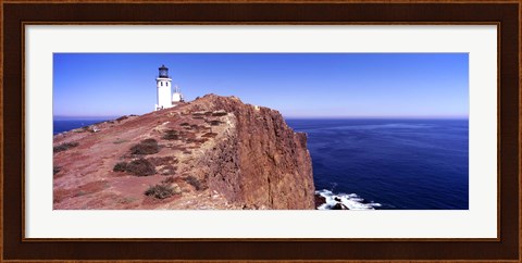 Framed Lighthouse at a coast, Anacapa Island Lighthouse, Anacapa Island, California, USA Print