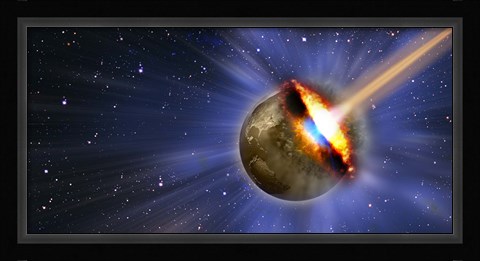 Framed Comet hitting earth Print