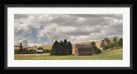 Framed Old barn under cloudy sky, Palouse, Washington State, USA Print
