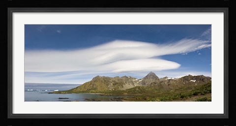 Framed Lenticular clouds forming over Cooper Bay, South Georgia Island Print