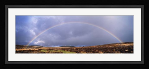 Framed Rainbow above Fernworthy Forest, Dartmoor, Devon, England Print