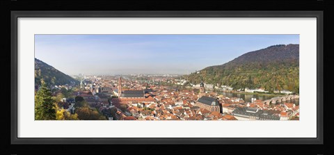 Framed High angle view of a city at the riverside, Neckar River, Heidelberg, Baden-Wurttemberg, Germany Print