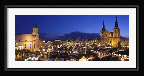 Framed Christmas market lit up at night, Ludwigsburg, Baden-Wurttemberg, Germany Print