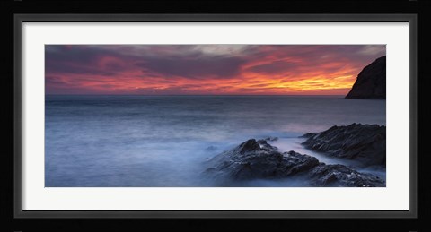 Framed Coast at sunset, L'ile-Rousse, Haute-Corse, Corsica, France Print