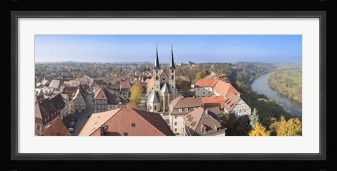 Framed Old town viewed from Blue Tower, Bad Wimpfen, Baden-Wurttemberg, Germany Print
