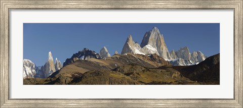 Framed Low angle view of mountains, Mt Fitzroy, Cerro Torre, Argentine Glaciers National Park, Patagonia, Argentina Print