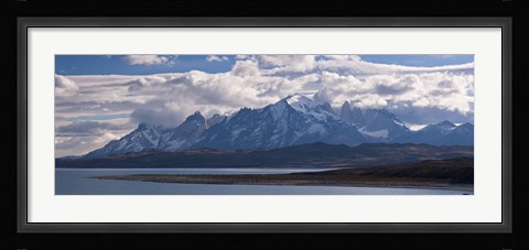 Framed Snow covered mountain range, Torres Del Paine, Torres Del Paine National Park, Chile Print