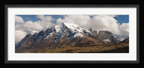 Framed Clouds over snowcapped mountains, Towers of Paine, Mt Almirante Nieto, Torres Del Paine National Park, Chile Print