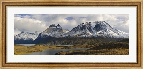 Framed Clouds over snowcapped mountain, Grand Paine, Mt Almirante Nieto, Torres Del Paine National Park, Chile Print