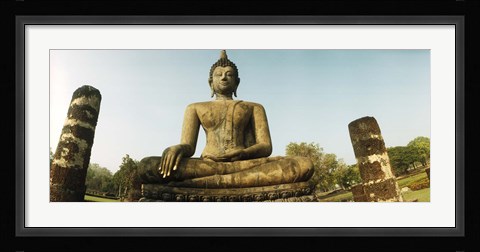 Framed Low angle view of a statue of Buddha, Sukhothai Historical Park, Sukhothai, Thailand Print
