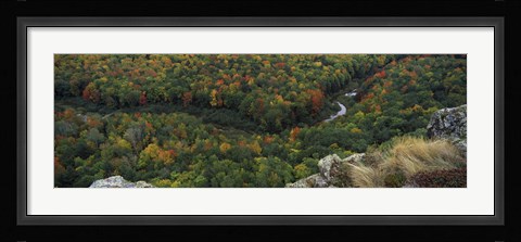 Framed Fall colors on mountains near Lake of the Clouds, Ontonagon County, Upper Peninsula, Michigan, USA Print