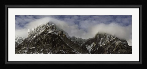 Framed Clouds over Snowcapped mountain range, Paine Massif, Torres del Paine National Park, Magallanes Region, Patagonia, Chile Print