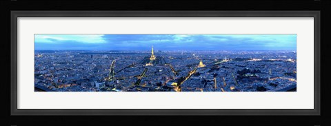 Framed Aerial view of a city at dusk, Paris, Ile-de-France, France Print