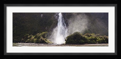 Framed Waterfall at Milford Sound, Fiordland National Park, South Island, New Zealand Print