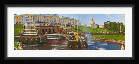 Framed Grand Cascade fountain in front of the Peterhof Grand Palace, Petrodvorets, St. Petersburg, Russia Print