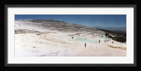 Framed Tourists enjoying the hot springs and travertine pool, Pamukkale, Denizli Province, Turkey Print